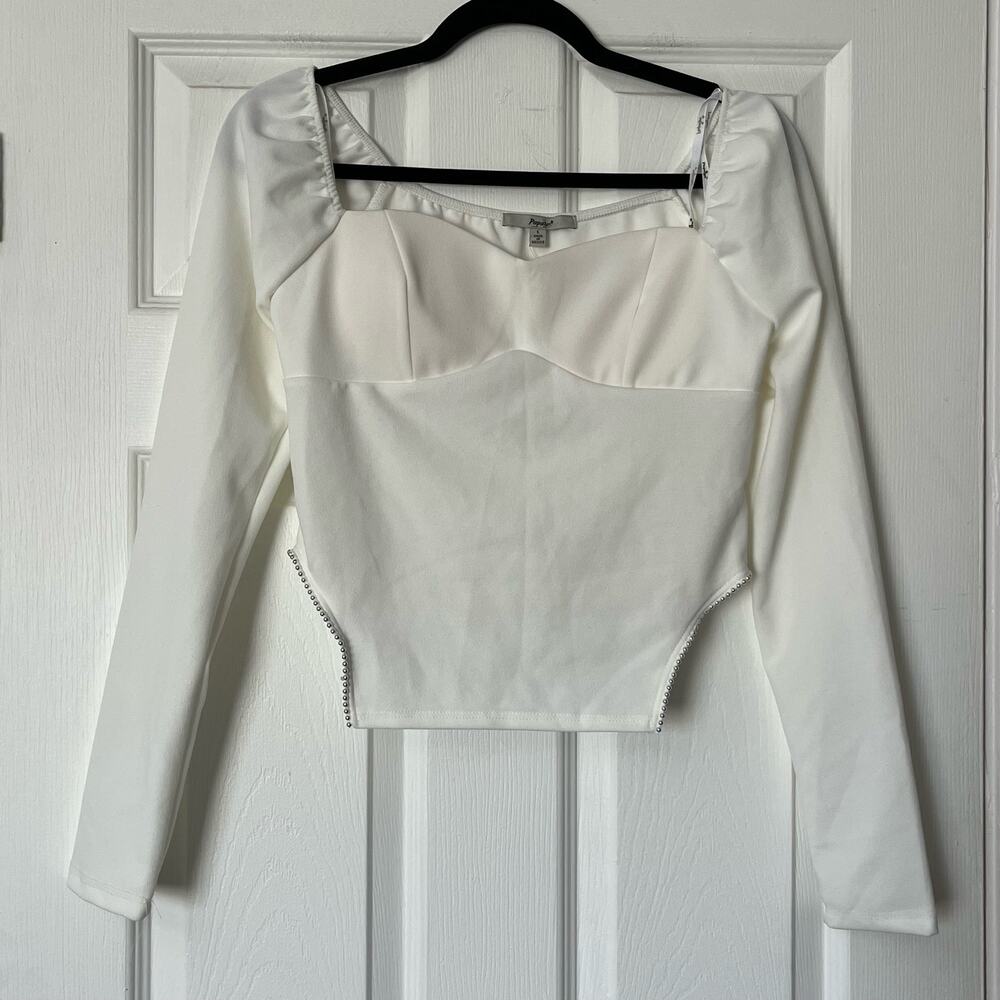 Papaya Embellished Cutout Long Sleeve Top - Size L